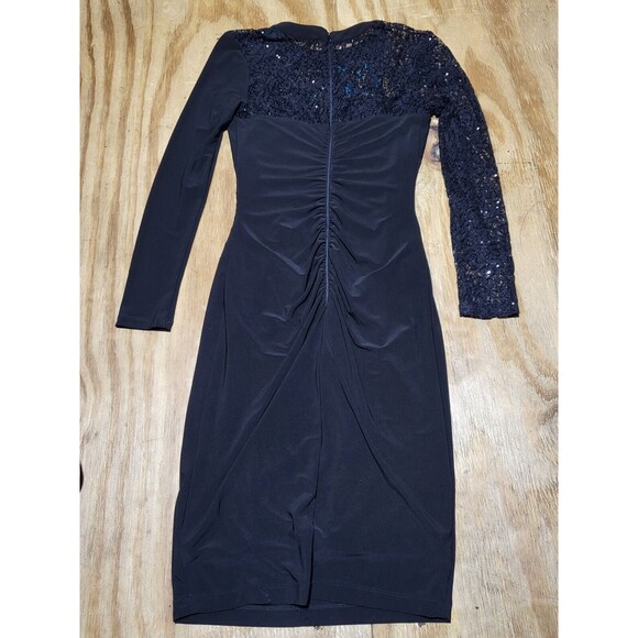 cache dress Women 2 Cocktail Black Longsleeve Zip J9 Made In USA - Picture 2 of 5